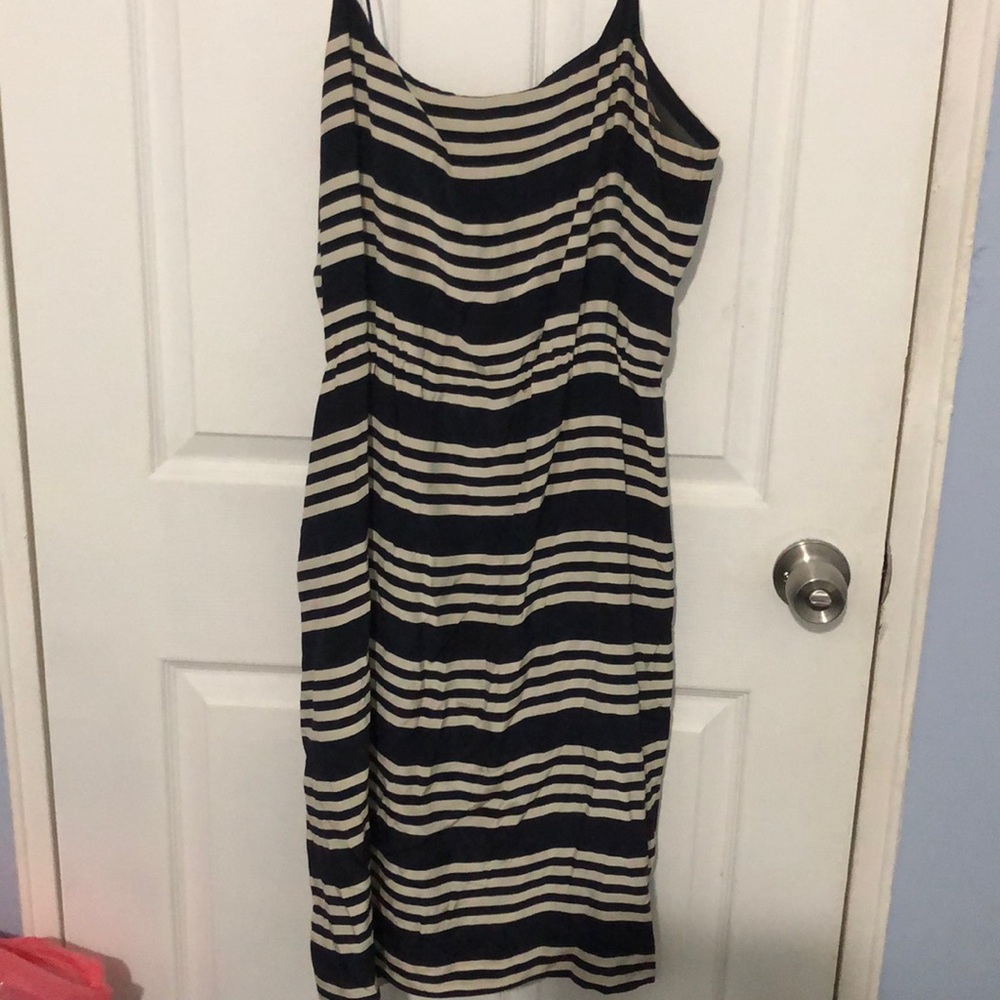 Navy white striped dress